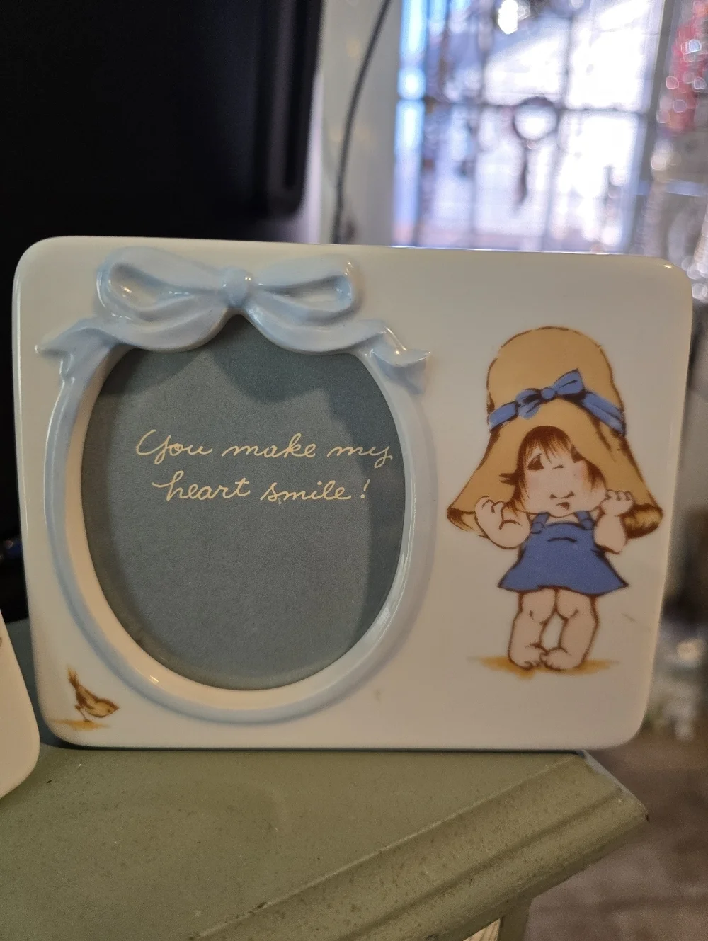 2 Vintage Sweet porcelain picture frames or wall plaques